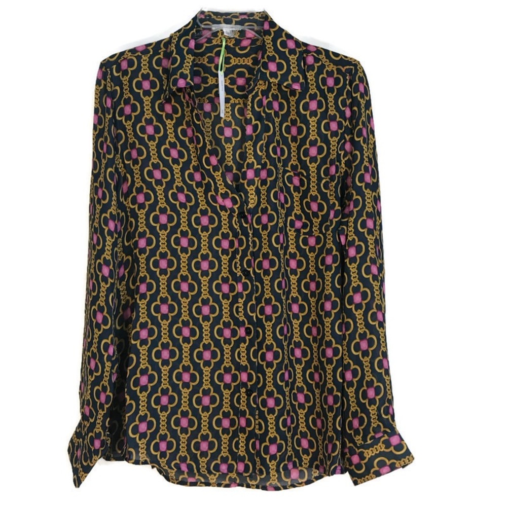 Larsen Gray Blouse NWT Long sleeve button down Size large